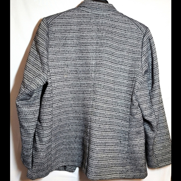 EXPRESS BLAZER L BLACK WHITE TEXTURED METALLIC DOUBLE BREASTED NOVELTY BUTTON - Picture 5 of 14